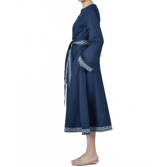 NEW FANM MON dallas midi dress in indigo - Picture 3 of 3